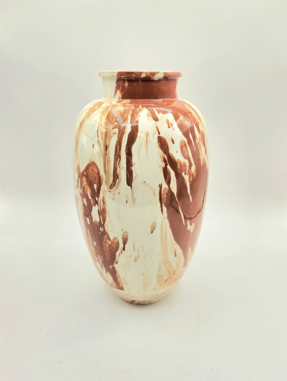 Phelps Farms Ceramic Vase Cream & Terracotta Marbled Drip Glaze